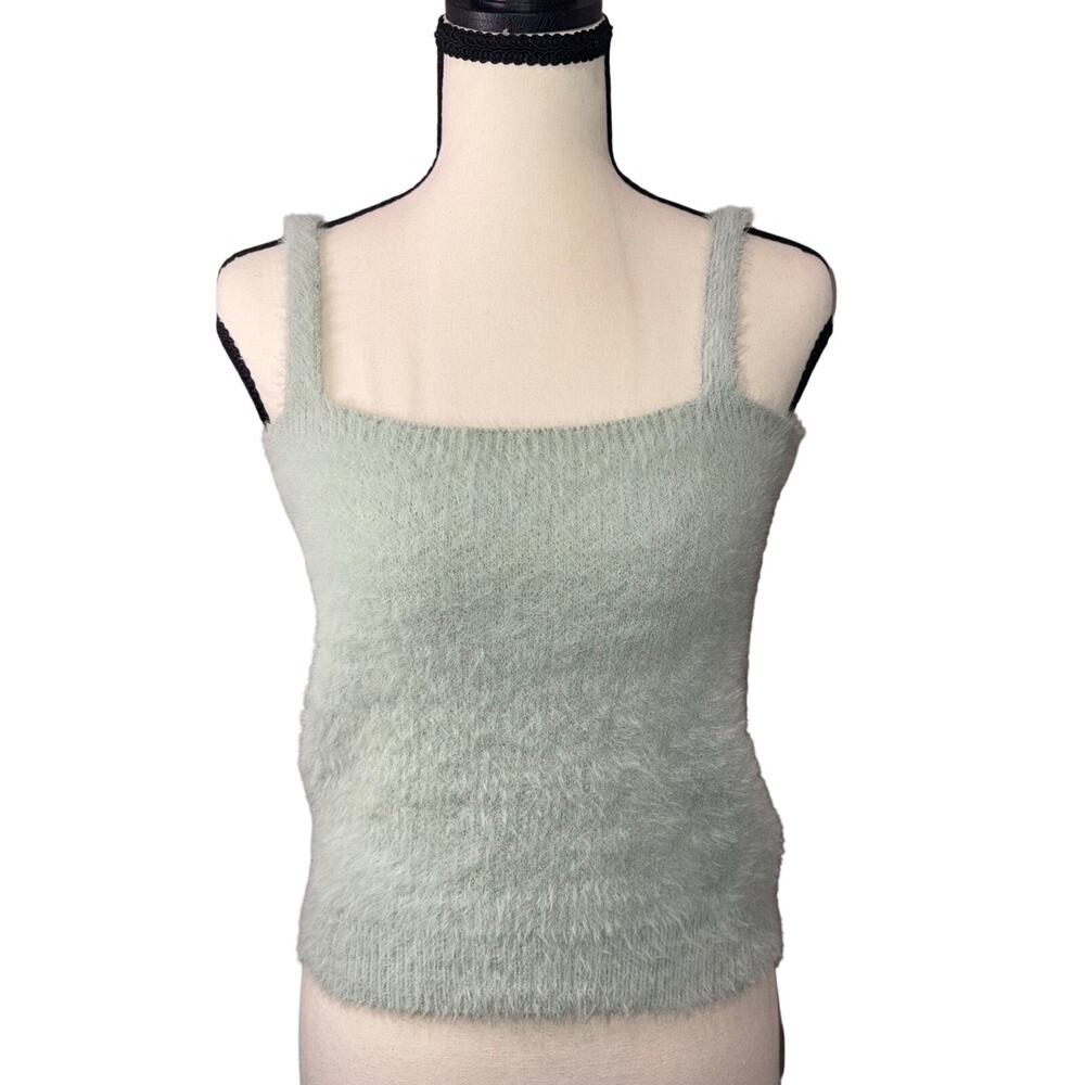 Willow & Wind Mint Green Fuzzy Eyelash Knit Sweater Tank Top